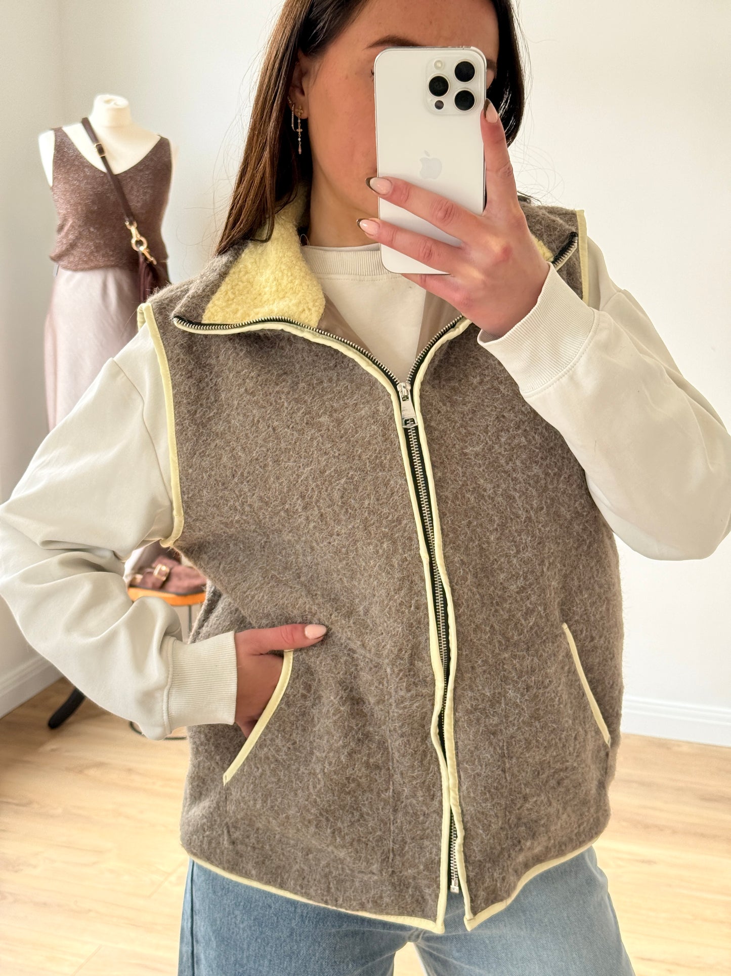 VESTE MARRON & JAUNE