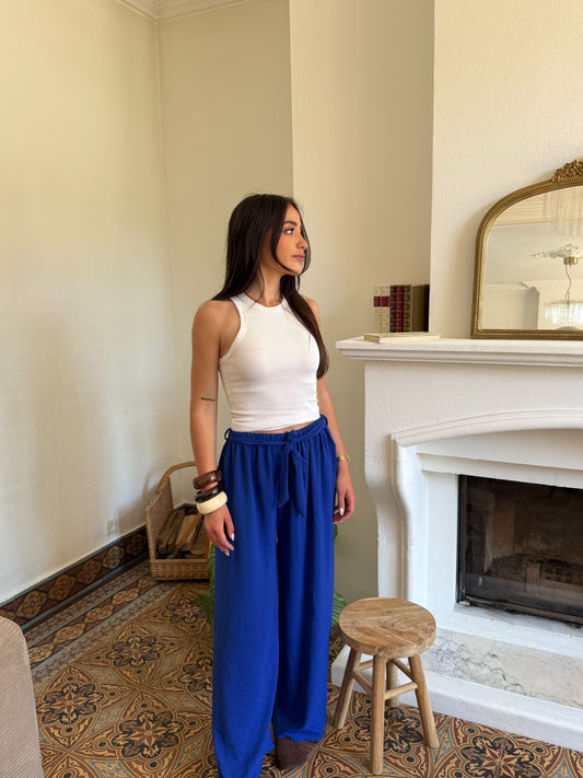 PANTALON FLUIDE BLEU ÉLECTRIQUE