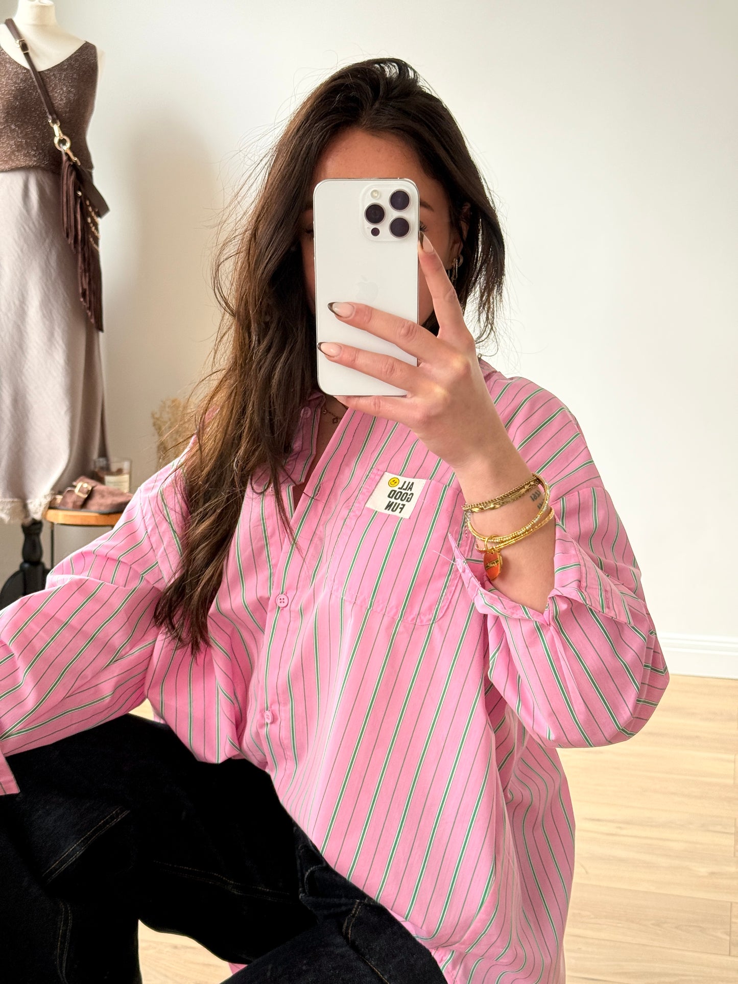 CHEMISE ROSE DOS OUVERT