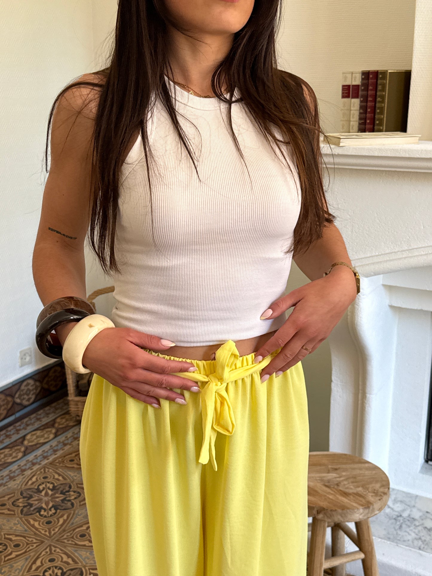 PANTALON FLUIDE JAUNE