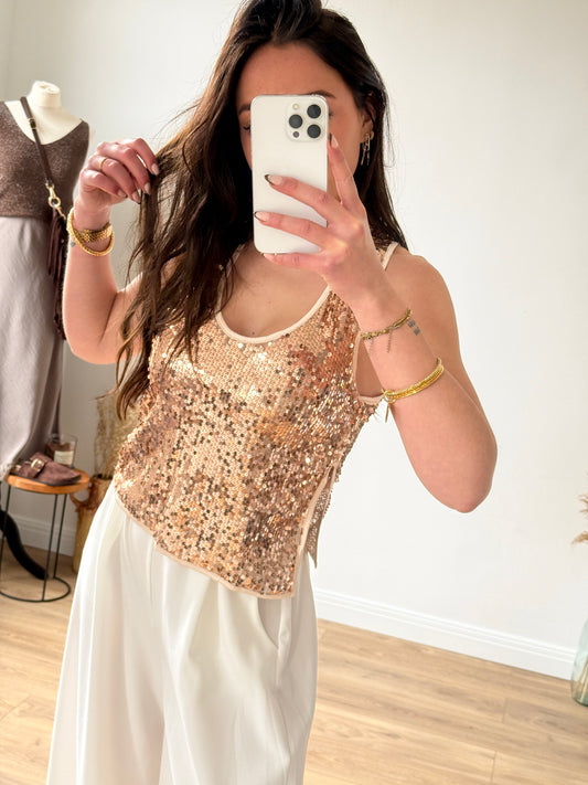 TOP SEQUINS ROSE GOLD