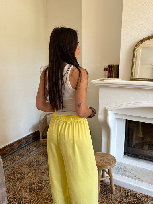 PANTALON FLUIDE JAUNE
