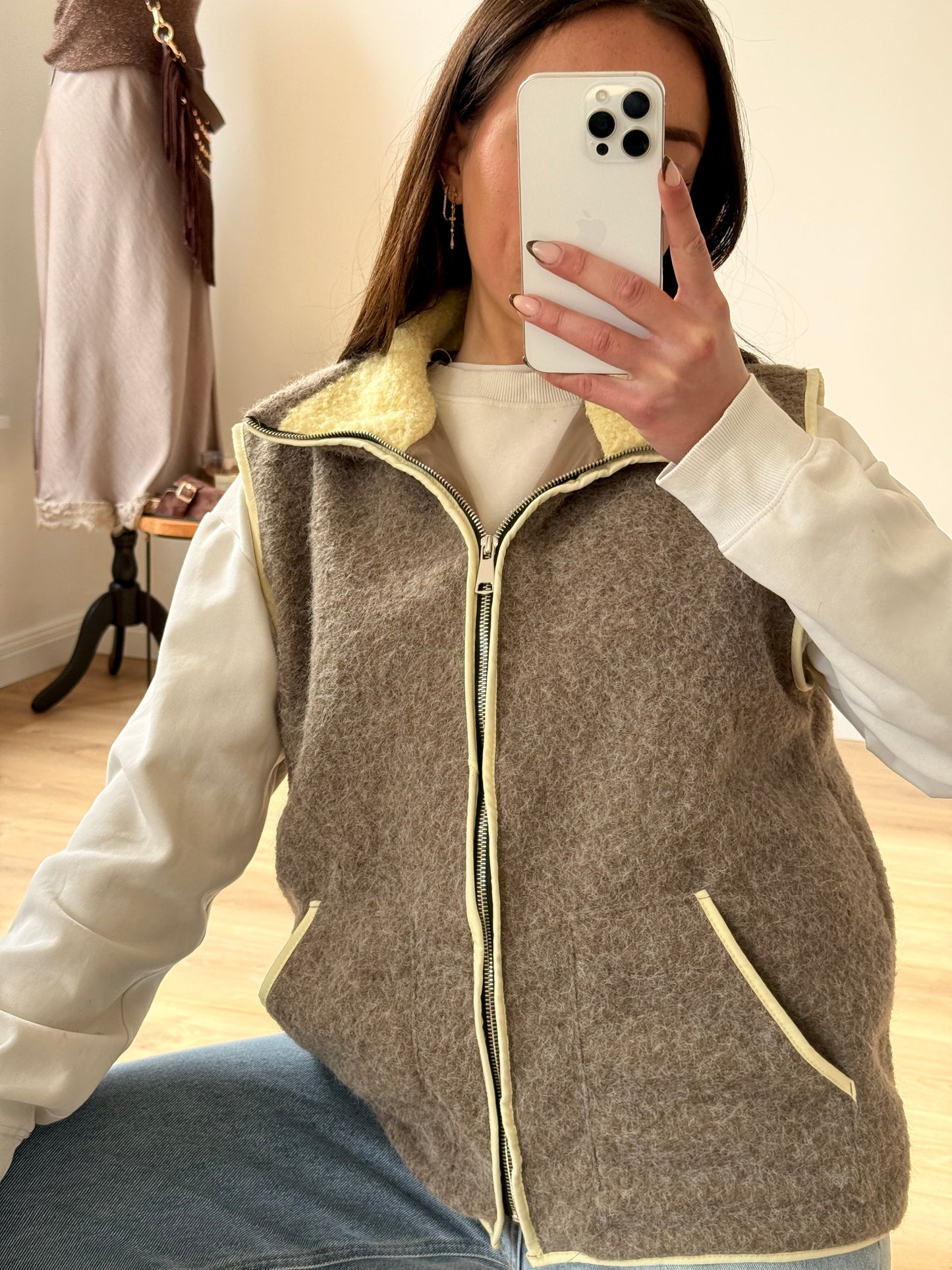 VESTE MARRON & JAUNE
