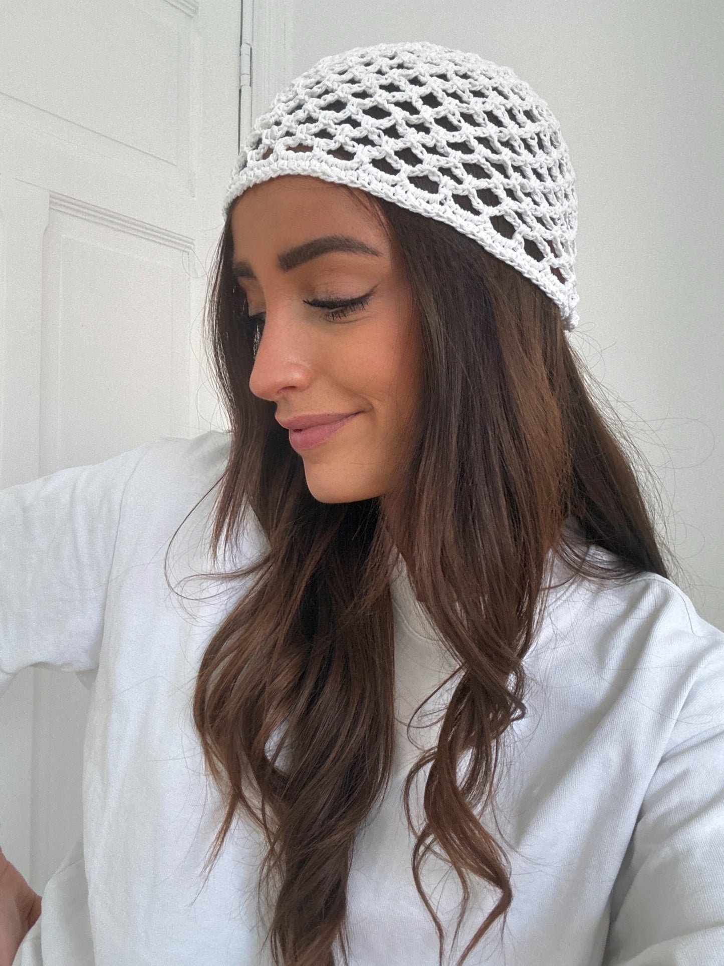 BONNET CROCHET BLANC