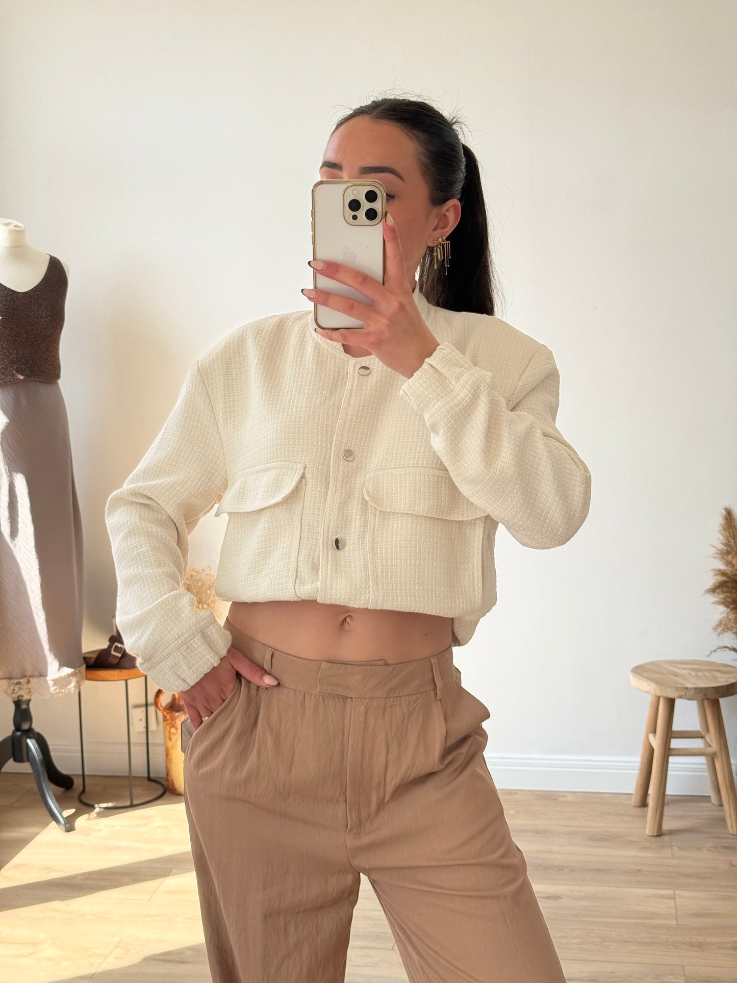 VESTE TWEED CRÈME