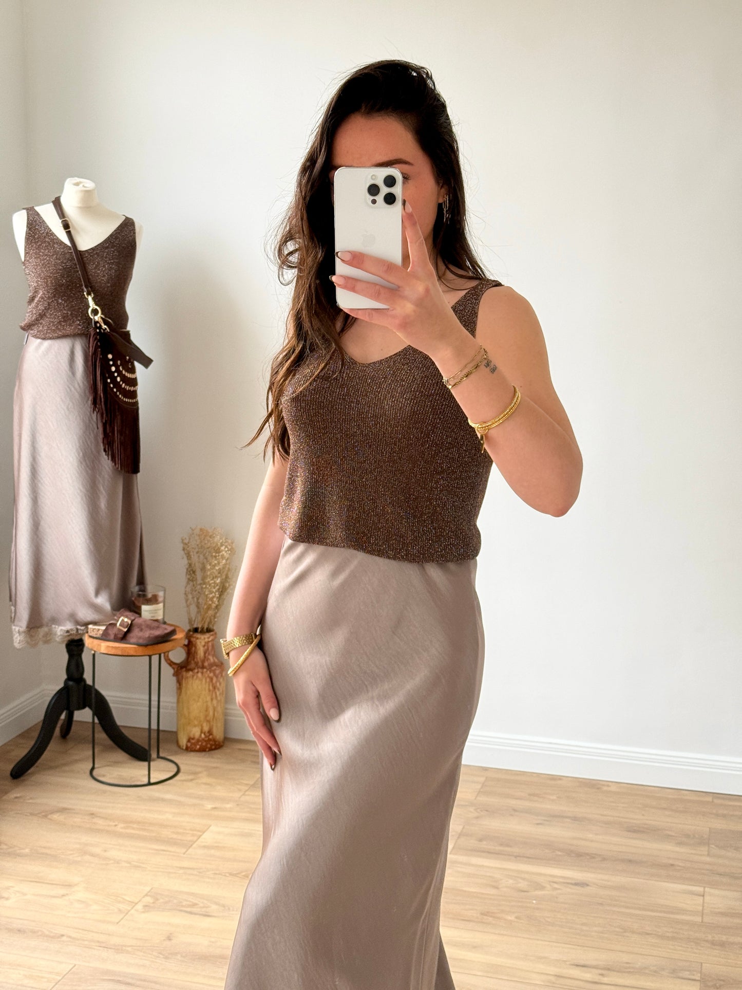 TOP MARRON PAILLETÉ