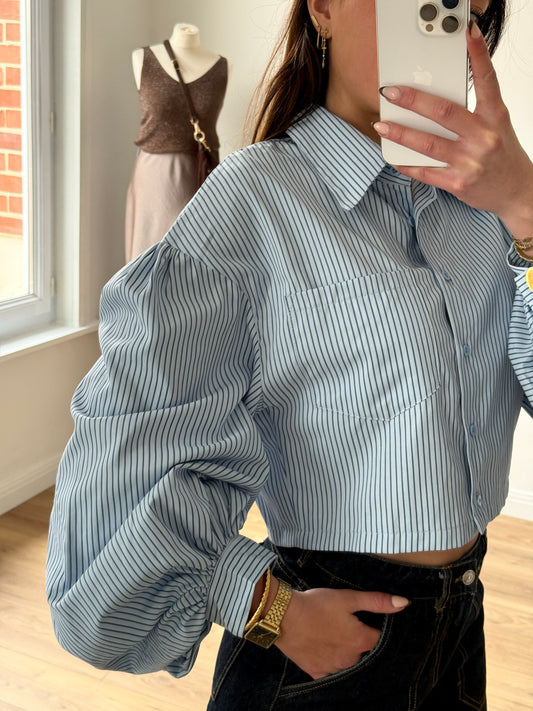 CHEMISE BLUE MANCHES BOUFFANTES