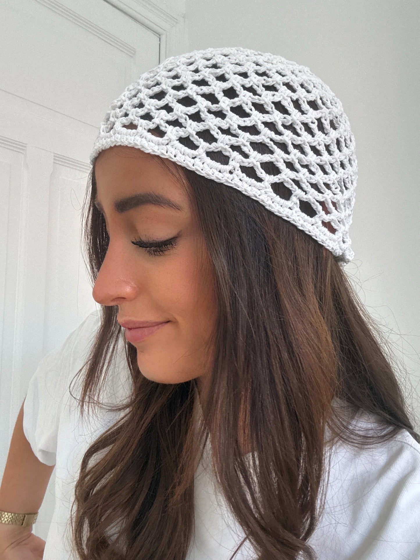 BONNET CROCHET BLANC