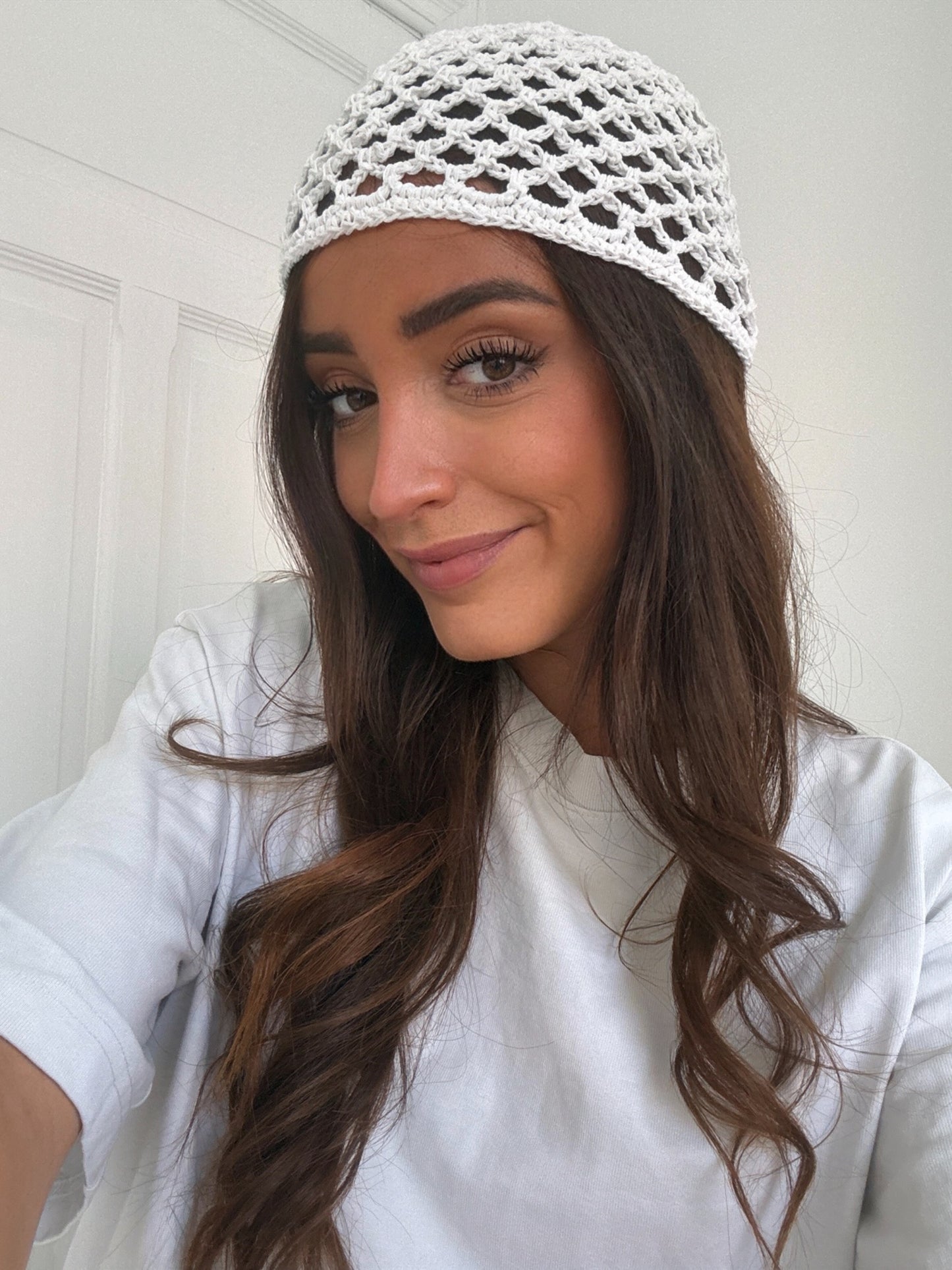 BONNET CROCHET BLANC
