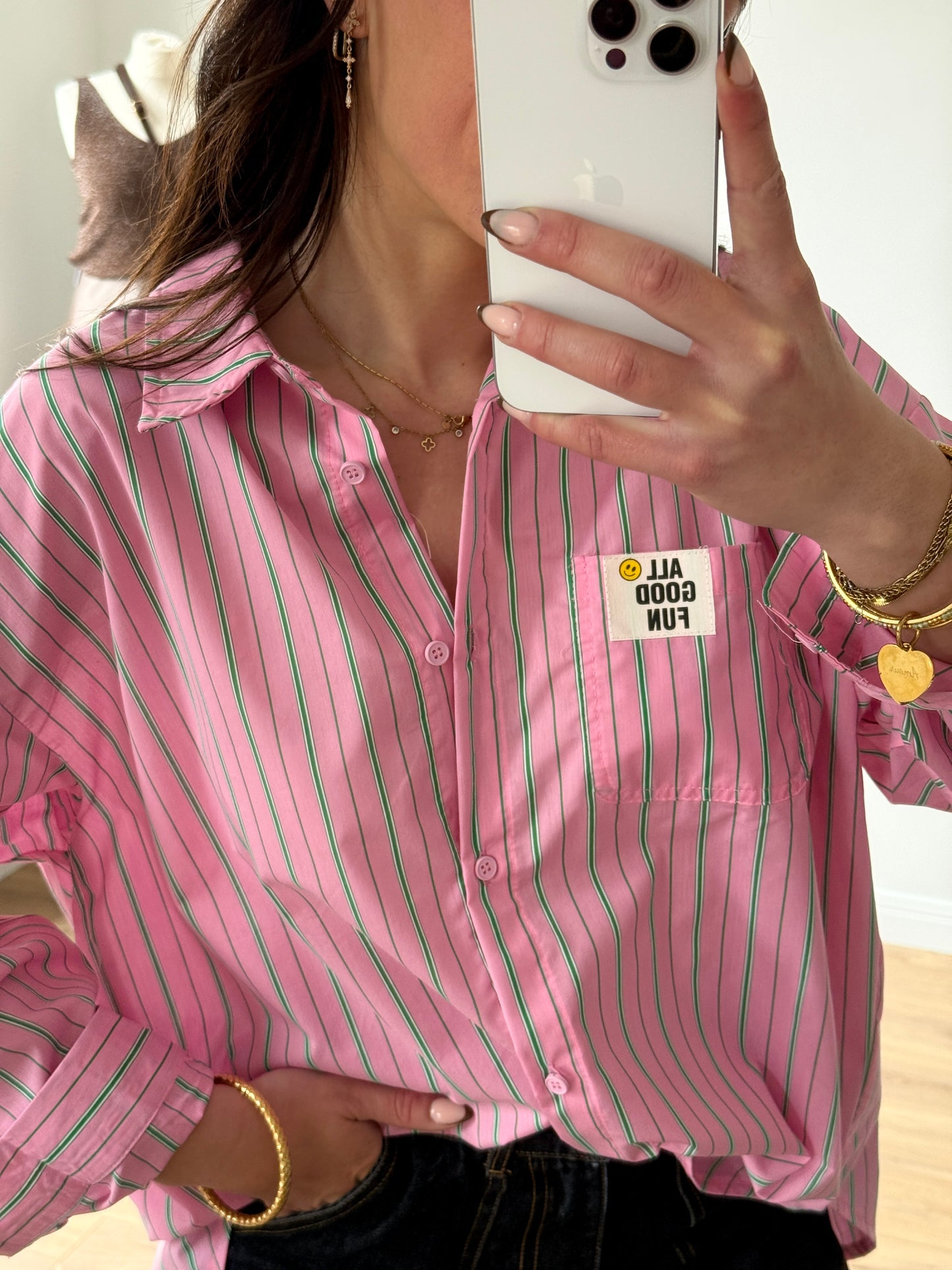 CHEMISE ROSE DOS OUVERT