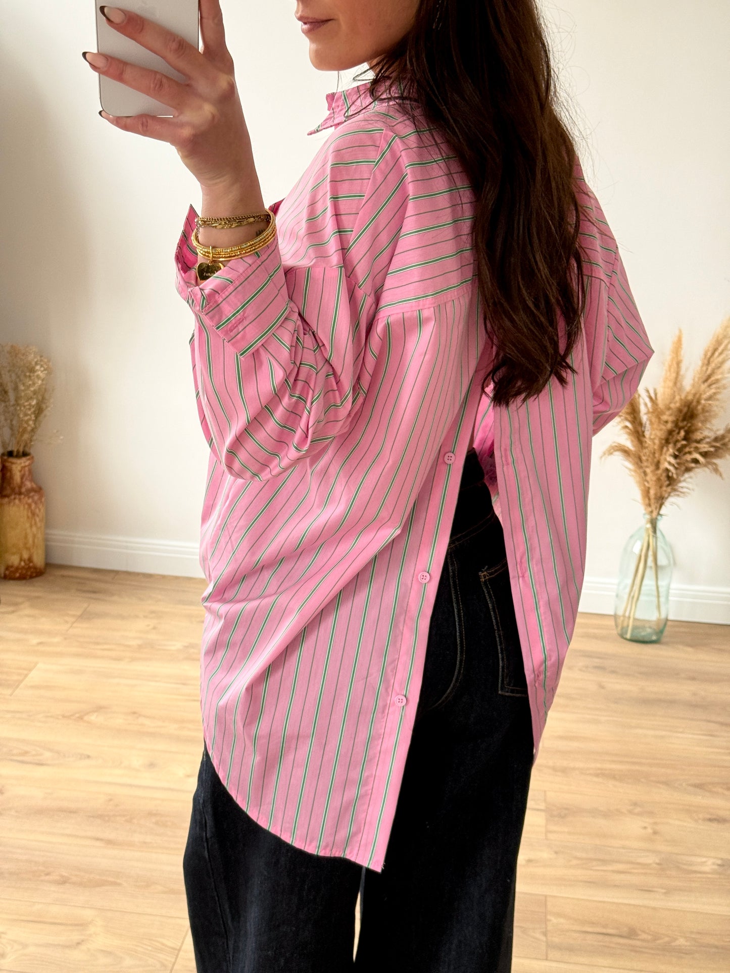 CHEMISE ROSE DOS OUVERT