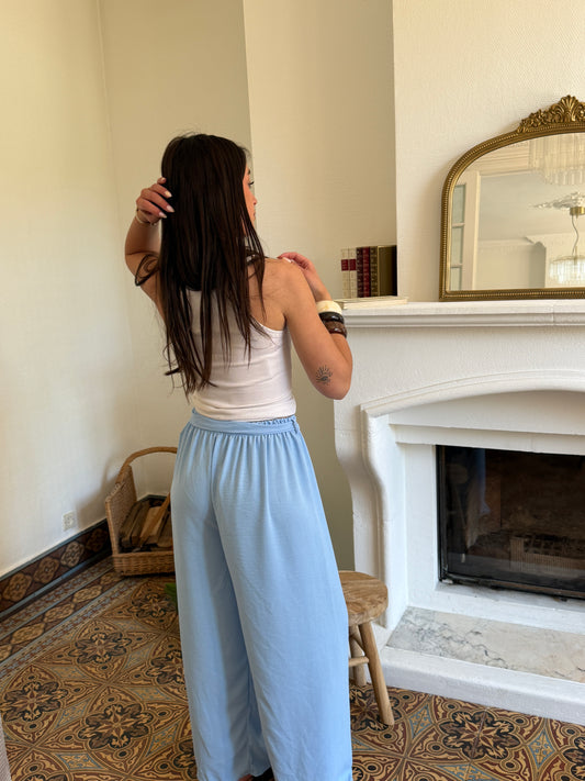 PANTALON FLUIDE BLEU CIEL