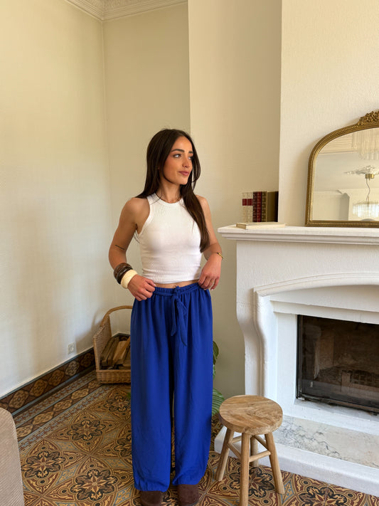 PANTALON FLUIDE BLEU ÉLECTRIQUE
