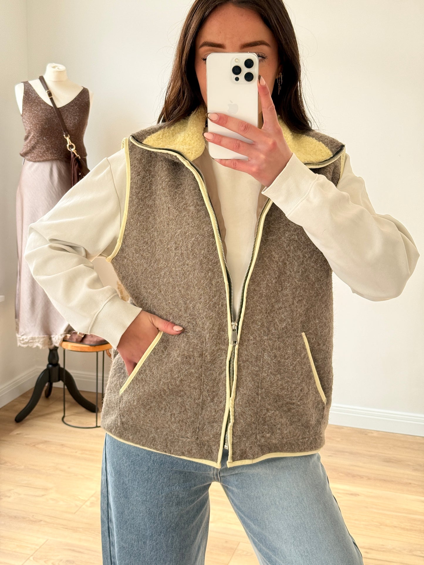VESTE MARRON & JAUNE