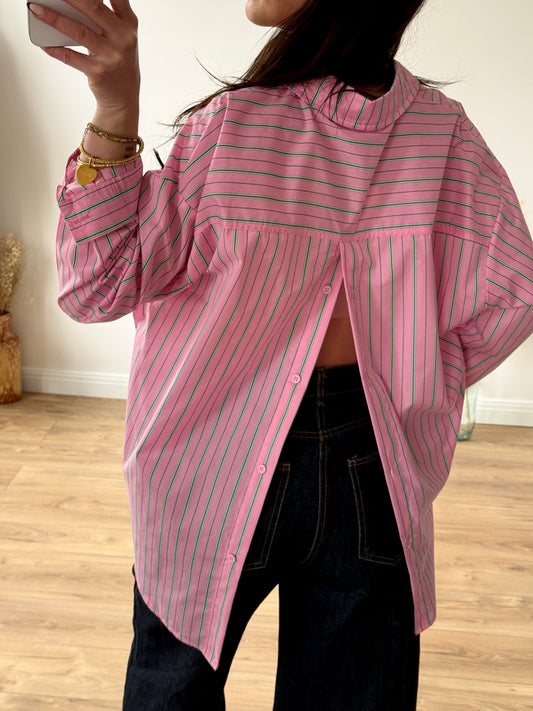 CHEMISE ROSE DOS OUVERT