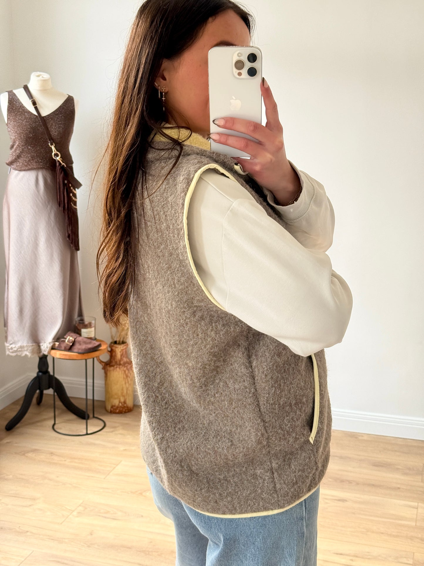 VESTE MARRON & JAUNE