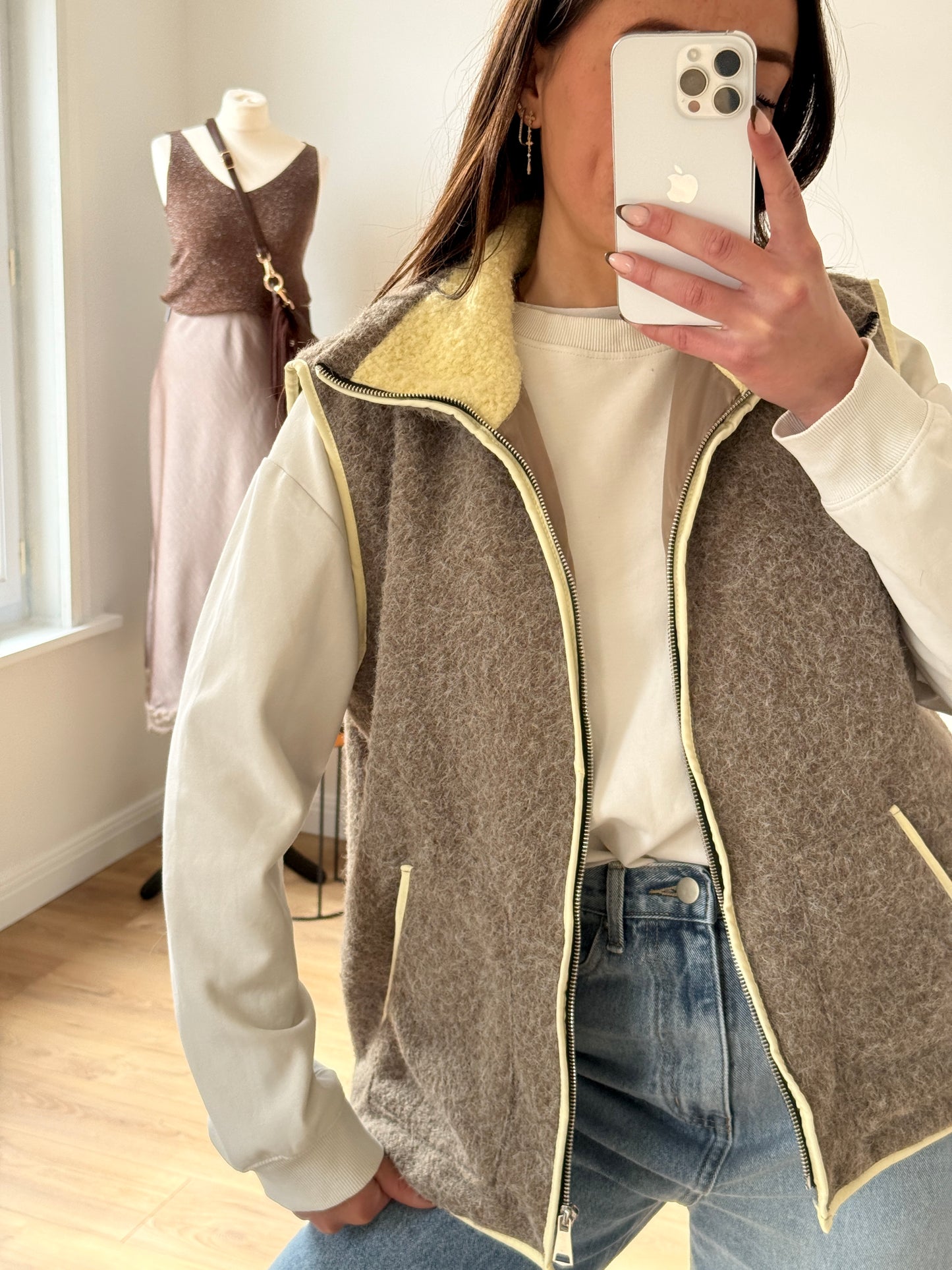 VESTE MARRON & JAUNE